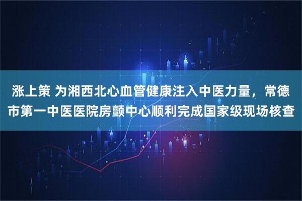 涨上策 为湘西北心血管健康注入中医力量，常德市第一中医医院房颤中心顺利完成国家级现场核查